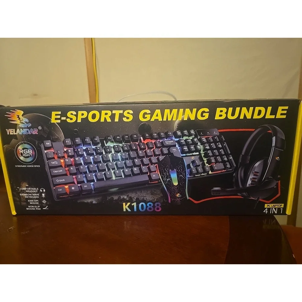Four‎ And 1E Sports Gaming, Bundle Keyboard And Headset Mouse Pad New Inbox, Rgb